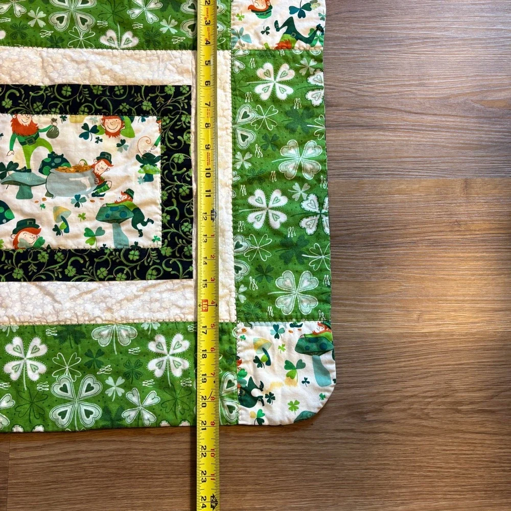 Handmade St Patricks Day Quilted Table Runner Leprechaun Celtic Knot Reversible